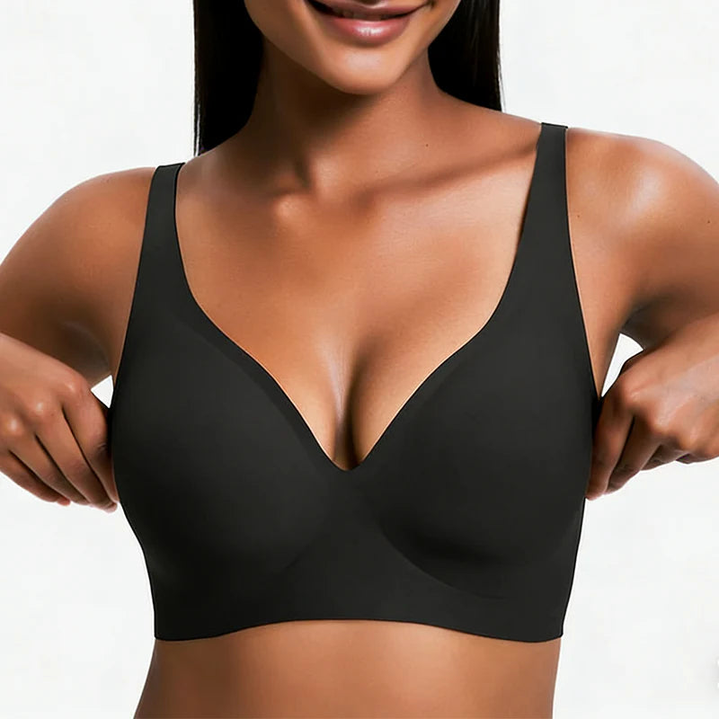 🎄✨Holiday Offer Ends Soon! Women’s Wireless Deep V Push-Up Bralette 🔥— Ultra-Comfortable T-Shirt Bra