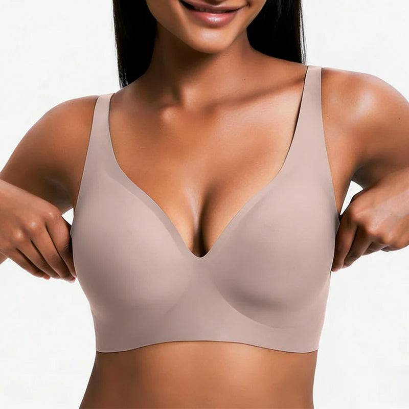 🎄✨Holiday Offer Ends Soon! Women’s Wireless Deep V Push-Up Bralette 🔥— Ultra-Comfortable T-Shirt Bra