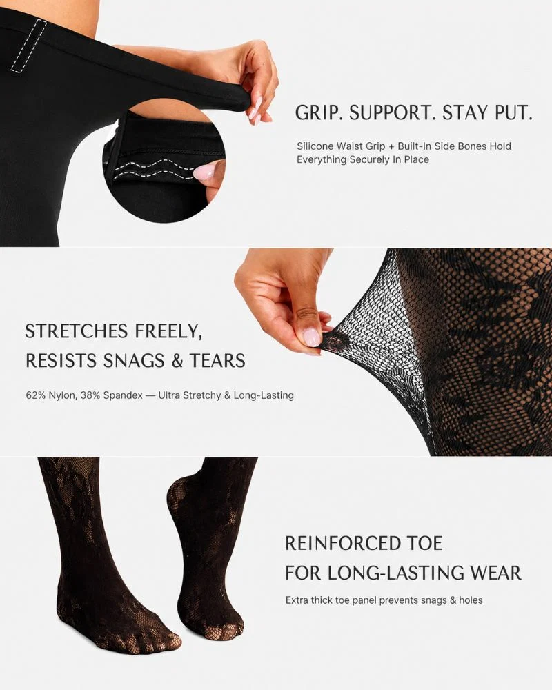 Floral lace shaping tights