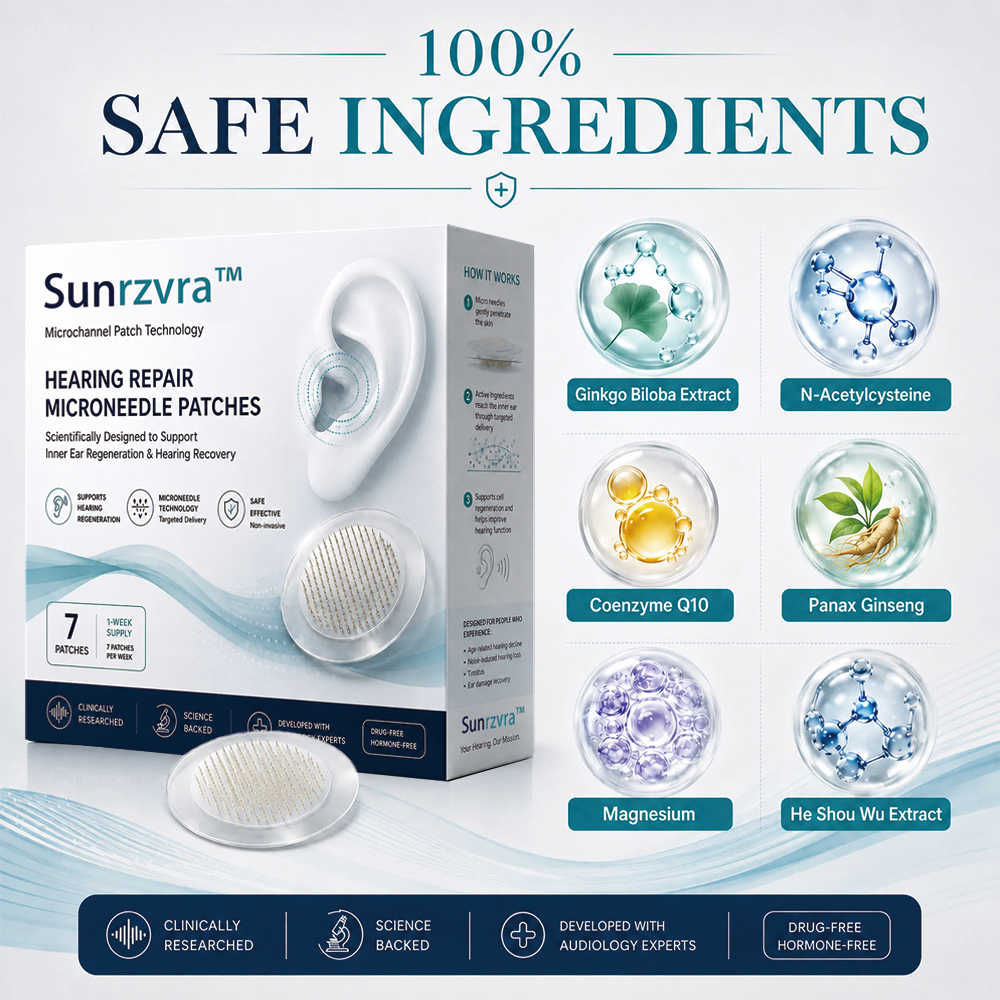 Sunrzvra™ HEARING REPAIR MICRONEEDLE PATCHES✅ Targets Hearing Loss, Tinnitus, Ear Infections, Balance Disorders, and Age-Related Ear Degeneration.