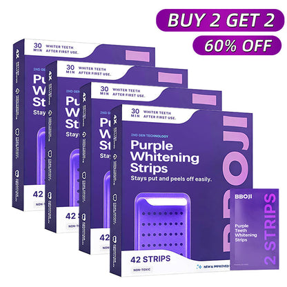 Purple Teeth Whitening Strips | Fast, Gentle & Peroxide-Free Whitening - Pack of 42✨