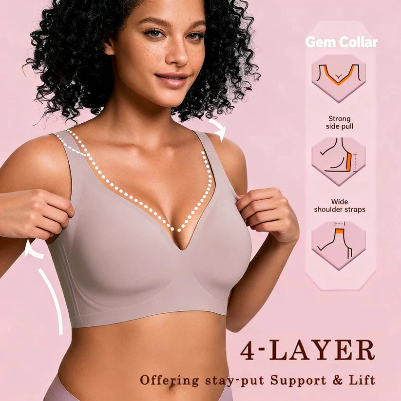🎄✨Holiday Offer Ends Soon! Women’s Wireless Deep V Push-Up Bralette 🔥— Ultra-Comfortable T-Shirt Bra