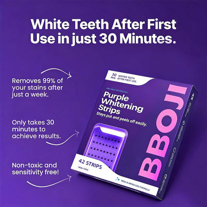 Purple Teeth Whitening Strips | Fast, Gentle & Peroxide-Free Whitening - Pack of 42✨