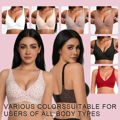 🎄✨Holiday Offer Ends Soon! Women’s Wireless Deep V Push-Up Bralette 🔥— Ultra-Comfortable T-Shirt Bra
