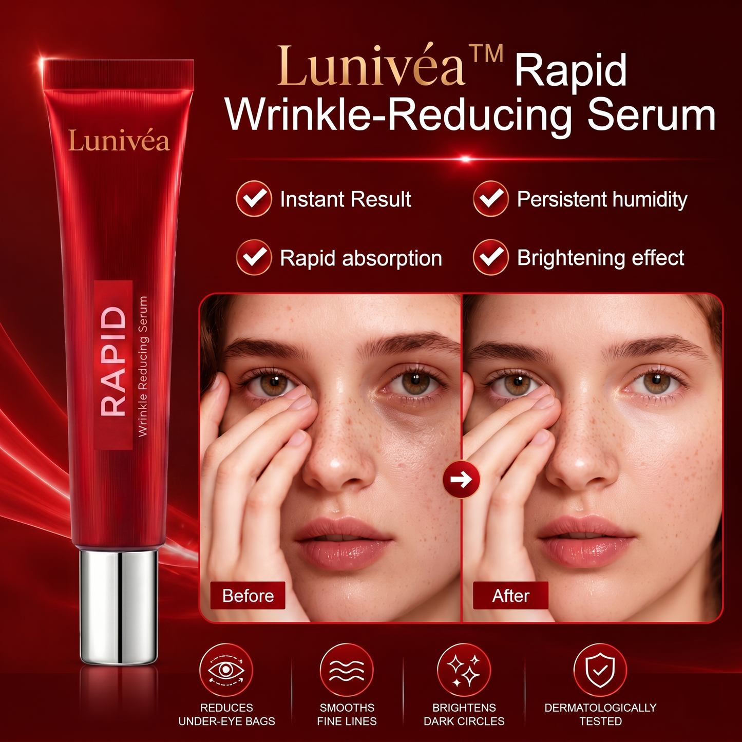 Results in 60 Seconds - Lunivéa Rapid Wrinkle-Reducing Serum for Wrinkles, Bags & Dark Circles