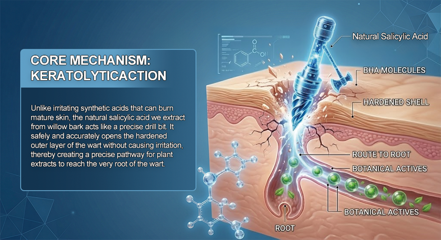 Natural salicylic acid surface preparation illustration