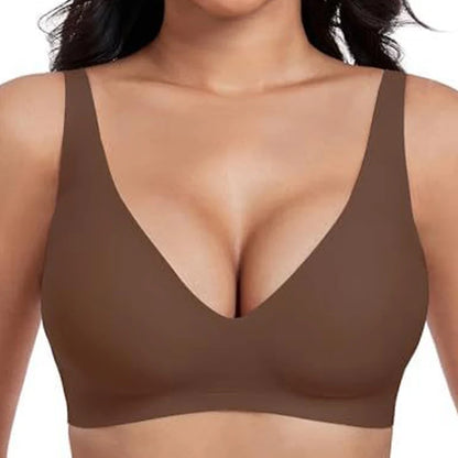 🎄✨Holiday Offer Ends Soon! Women’s Wireless Deep V Push-Up Bralette 🔥— Ultra-Comfortable T-Shirt Bra